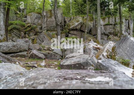 Europe, Allemagne, Sud de l'Allemagne, Bade-Wurtemberg, Forêt Noire, Monument naturel Volzemer Steine près de Dobel dans la Forêt Noire du Nord Banque D'Images