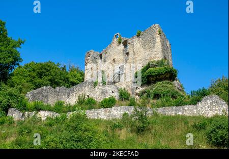 Château de Bichishausen ruine dans la vallée de la Grande Lauter dans la zone de la biosphère de l'Alb. Souabe Banque D'Images