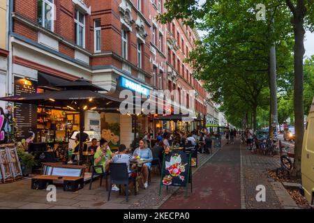 Leipzig, restaurants à Zschochresche Straße dans le quartier Plagwitz à Sachsen, Saxe, Allemagne Banque D'Images