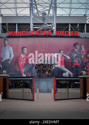 La fresque Cristiano Ronaldo avant son retrait au stade Old Trafford, Manchester - Manchester United FC Banque D'Images