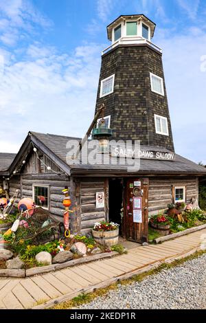 Saloon de Dawg Salé; Homer Spit; Homer; Alaska; États-Unis Banque D'Images