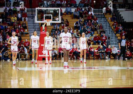 Bloomington, États-Unis. 11th novembre 2022. Les Indiana Hoosiers jouent contre UMass lors d'un match de basket-ball féminin NCAA à Bloomington. L'Université de l'Indiana a battu UMass 93-37. Crédit : SOPA Images Limited/Alamy Live News Banque D'Images