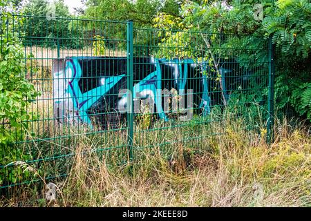 Mur de Berlin. Vestiges de l'ancien mur de l'arrière-pays à Landschaftspark Rudow-Altglienicke,Treptow-Koenick,Berlin Banque D'Images