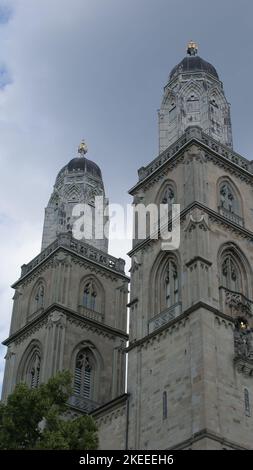 Un petit plan de l'église de Grossmunster à Zurich, en Suisse Banque D'Images