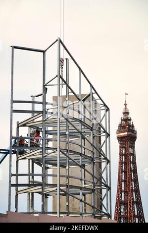 Construction d'un nouveau parking à plusieurs étages dans le centre de blackpool dans le cadre d'un programme de régénération de £300 millions Banque D'Images