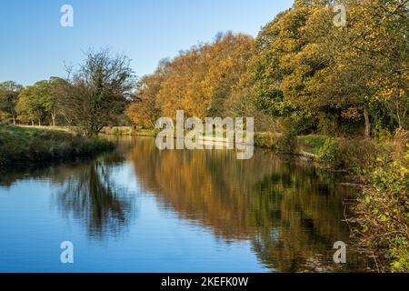 Scène automnale sur le canal de Leeds à Liverpool à Feniscowles, Lancashire. Banque D'Images