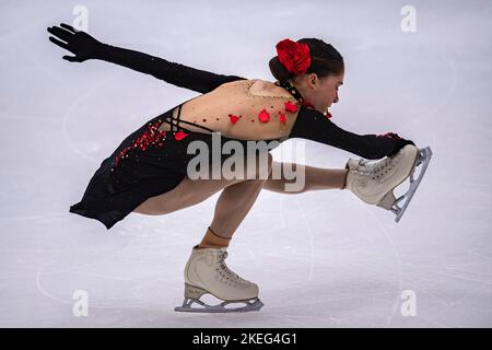 SHEFFIELD, Sheffield. 12th novembre 2022. Isabeau Levito des Etats-Unis participe à un programme court pour les femmes lors du Grand Prix de l'UIP - MK John Wilson Trophée 2022 à ICE Sheffield le samedi 12 novembre 2022. SHEFFIELD, Sheffield. Credit: Taka G Wu/Alay Live News Banque D'Images