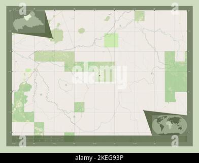 Bamingui-Bangoran, préfecture de la République centrafricaine. Ouvrez la carte des rues. Cartes d'emplacement auxiliaire d'angle Banque D'Images