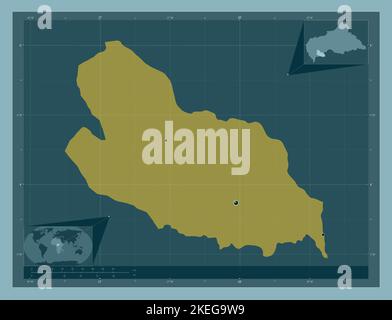 Lobaye, préfecture de la République centrafricaine. Forme de couleur unie. Lieux des principales villes de la région. Cartes d'emplacement auxiliaire d'angle Banque D'Images