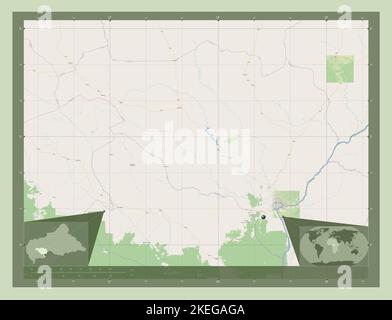 Ombella-m'Poko, préfecture de la République centrafricaine. Ouvrez la carte des rues. Cartes d'emplacement auxiliaire d'angle Banque D'Images