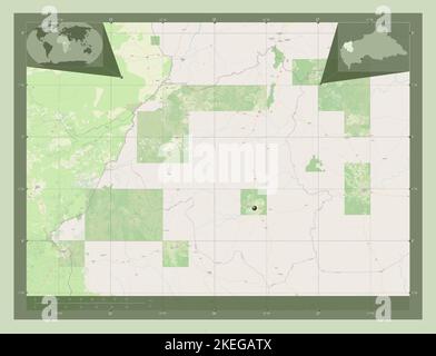 Ouham-Pende, préfecture de la République centrafricaine. Ouvrez la carte des rues. Cartes d'emplacement auxiliaire d'angle Banque D'Images