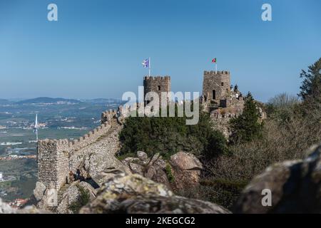 Faites un bon moment au château mauresque - Sintra, Portugal Banque D'Images