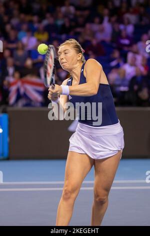 Glasgow, Écosse, le 12th novembre 2022. Storm Sanders et Samantha Stosur, d'Australie, ont battu Alicia Barnett et Olivia Nicholls de Team GB pour atteindre le Banque D'Images