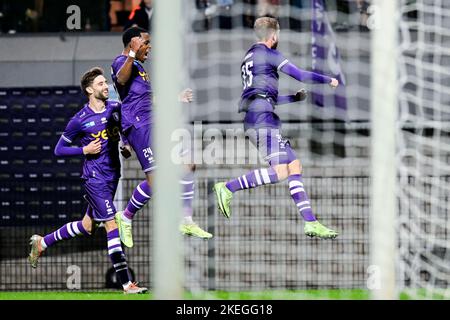 Dante Rigo de Beerschot célèbre après avoir remporté un match de football entre K. Beerschot V.A. et RE Virton, le samedi 12 novembre 2022 à Anvers, le 13 e jour de la première division du championnat belge « Challenger Pro League » 2022-2023. BELGA PHOTO TOM GOYVAERTS Banque D'Images