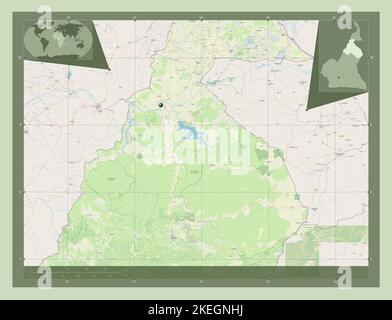 Nord, région du Cameroun. Ouvrez la carte des rues. Cartes d'emplacement auxiliaire d'angle Banque D'Images