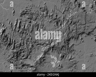 Nord-Ouest, région du Cameroun. Carte d'altitude à deux niveaux avec lacs et rivières Banque D'Images