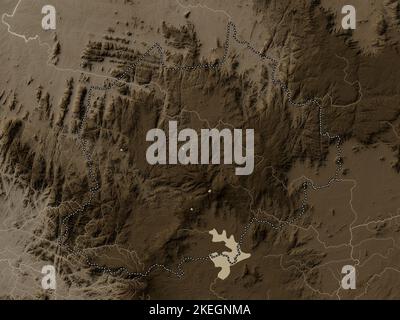 Nord-Ouest, région du Cameroun. Carte d'altitude colorée en tons sépia avec lacs et rivières Banque D'Images