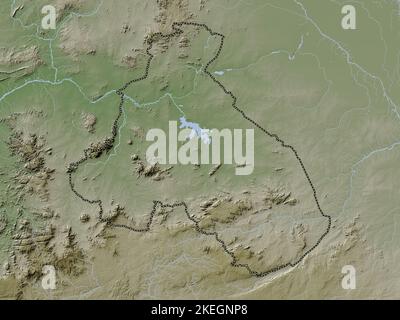 Nord, région du Cameroun. Carte d'altitude colorée en style wiki avec lacs et rivières Banque D'Images