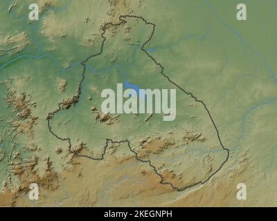 Nord, région du Cameroun. Carte d'altitude en couleur avec lacs et rivières Banque D'Images