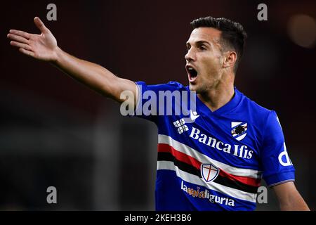 Gênes, Italie. 12 novembre 2022. Valerio Verre de UC Sampdoria gestes pendant la série Un match de football entre UC Sampdoria et US Lecce. Credit: Nicolò Campo/Alay Live News Banque D'Images