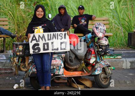 Le pilote du scooter à la fête du scooter panjalu Banque D'Images