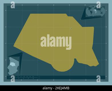 Borkou, région du Tchad. Forme de couleur unie. Cartes d'emplacement auxiliaire d'angle Banque D'Images