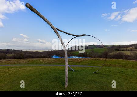 Sculpture dans le jardin botanique national du pays de Galles, Pembrokeshire, pays de Galles, Royaume-Uni Banque D'Images