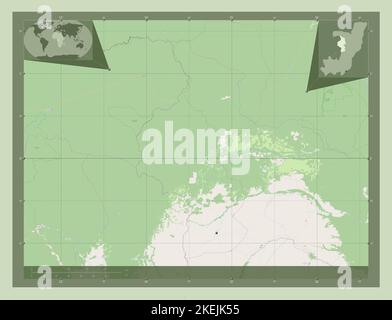 Cuvette-Ouest, région de la République du Congo. Ouvrez la carte des rues. Cartes d'emplacement auxiliaire d'angle Banque D'Images