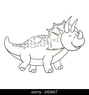 Dinosaures de la période jurassique. Illustration de style dessiné à la main. Dessins de coloriage pour les amoureux des dinosaures. Icône, PIN, autocollant, signe. Tricératops Illustration de Vecteur