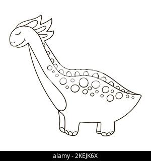 Dinosaures de la période jurassique. Illustration de style dessiné à la main. Colorier les dessins pour votre conception. Icône, PIN, autocollant, signe. Dinosaure Illustration de Vecteur