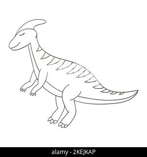 Dinosaures de la période jurassique. Illustration de style dessiné à la main. Dessins de coloriage pour les amoureux des dinosaures. Icône, PIN, autocollant, signe. Parasurolophus Illustration de Vecteur