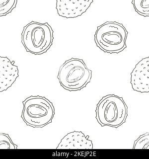 Litchi. Motif monochrome pour la cuisine, le restaurant ou la boutique. Illustration en mode dessin manuel. Peut être utilisé pour le tissu Illustration de Vecteur