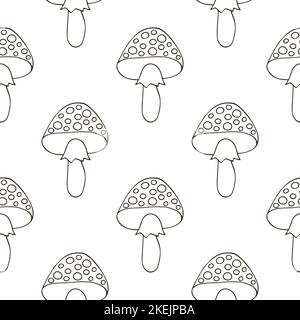 Amanitas. Motif sans couture avec champignons de la forêt. Amanitas Illustration de Vecteur