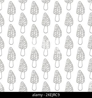 Morchella esculenta. Illustration en mode dessin manuel. Motif sans couture pour la cuisine, le restaurant Illustration de Vecteur