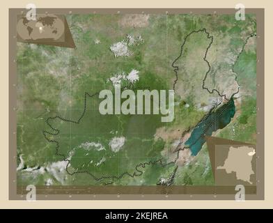 Ituri, province de la République démocratique du Congo. Carte satellite haute résolution. Cartes d'emplacement auxiliaire d'angle Banque D'Images