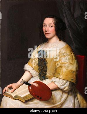 Maria van Oosterwyck (1630-1693), est une peintre hollandaise de l'âge d'or qui s'est spécialisée dans les peintures aux fleurs et la vie encore, la peinture de portrait à l'huile sur toile par Wallerant Vaillant, 1671 Banque D'Images