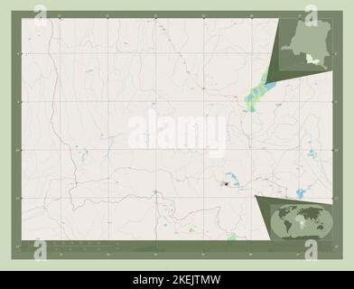 Lualaba, province de la République démocratique du Congo. Ouvrez la carte des rues. Cartes d'emplacement auxiliaire d'angle Banque D'Images