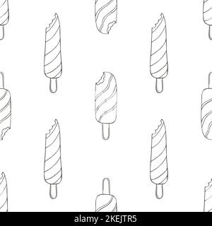 Été. Joli motif crème glacée sans coutures. Motif coloré et dessert au chocolat Illustration de Vecteur