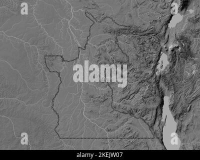 Maniema, province de la République démocratique du Congo. Carte d'altitude à deux niveaux avec lacs et rivières Banque D'Images