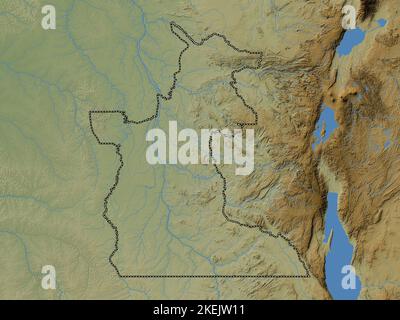 Maniema, province de la République démocratique du Congo. Carte d'altitude en couleur avec lacs et rivières Banque D'Images