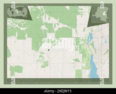 Maniema, province de la République démocratique du Congo. Ouvrez la carte des rues. Cartes d'emplacement auxiliaire d'angle Banque D'Images