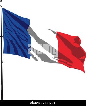 Drapeau de France, drapeau français, drapeau du vent, révolution, guerre, Révolution française, drapeau de la révolution Illustration de Vecteur