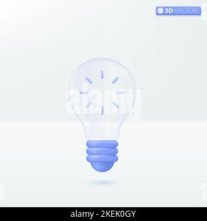 Symbole d'icône de transparence d'ampoule. Innovation créative, développement, métaphore d'icône d'idée. 3D illustrations vectorielles isolées. Dessin animé pastel Mini Illustration de Vecteur