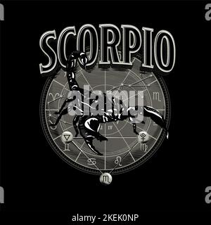 Astrologie zodiaque symbole de l'horoscope Scorpion en cercle Illustration de Vecteur