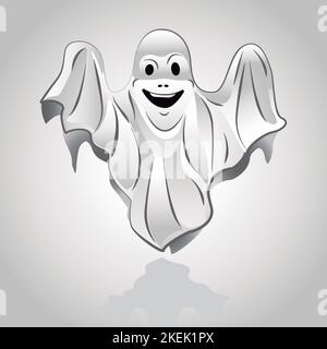 Image vectorielle fantôme de dessin animé, personnage mignon d'Halloween, Illustration de Vecteur