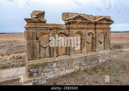 Mausolée des Atilios à Sadaba Saragosse, Espagne. Connu comme l'autel des Maures, ce monument funéraire romain de l'art. II appartient à la Severa Banque D'Images