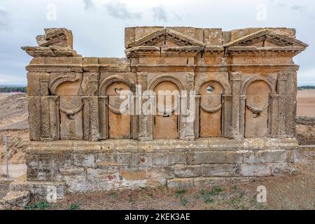 Mausolée des Atilios à Sadaba Saragosse, Espagne. Connu comme l'autel des Maures, ce monument funéraire romain de l'art. II appartient à la Severa Banque D'Images