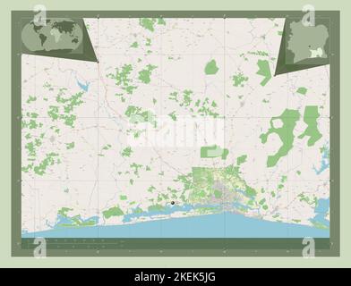 Lagunes, district de Côte d'Ivoire. Ouvrez la carte des rues. Lieux des