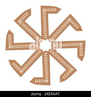 Kolovrat, un ancien symbole slave, décoré avec des motifs scandinaves. Motif beige tendance. Illustration de Vecteur