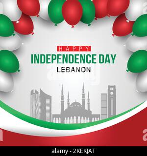 Joyeux jour de l'indépendance du Liban salutations. Vecteur illustration design. Illustration de Vecteur